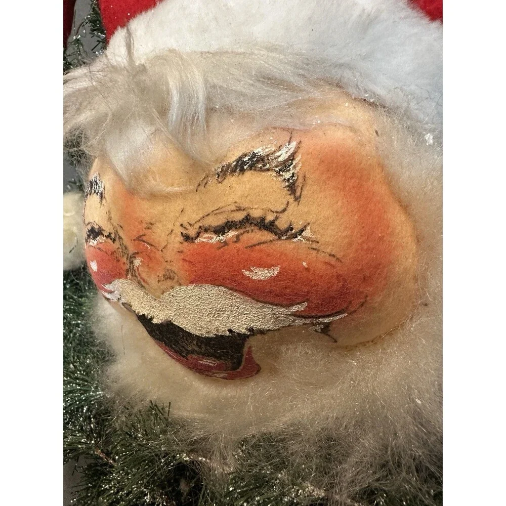 1970 Annalee Mobilitee Dolls Santa Christmas Wreath 16” Vintage Holiday Decor
